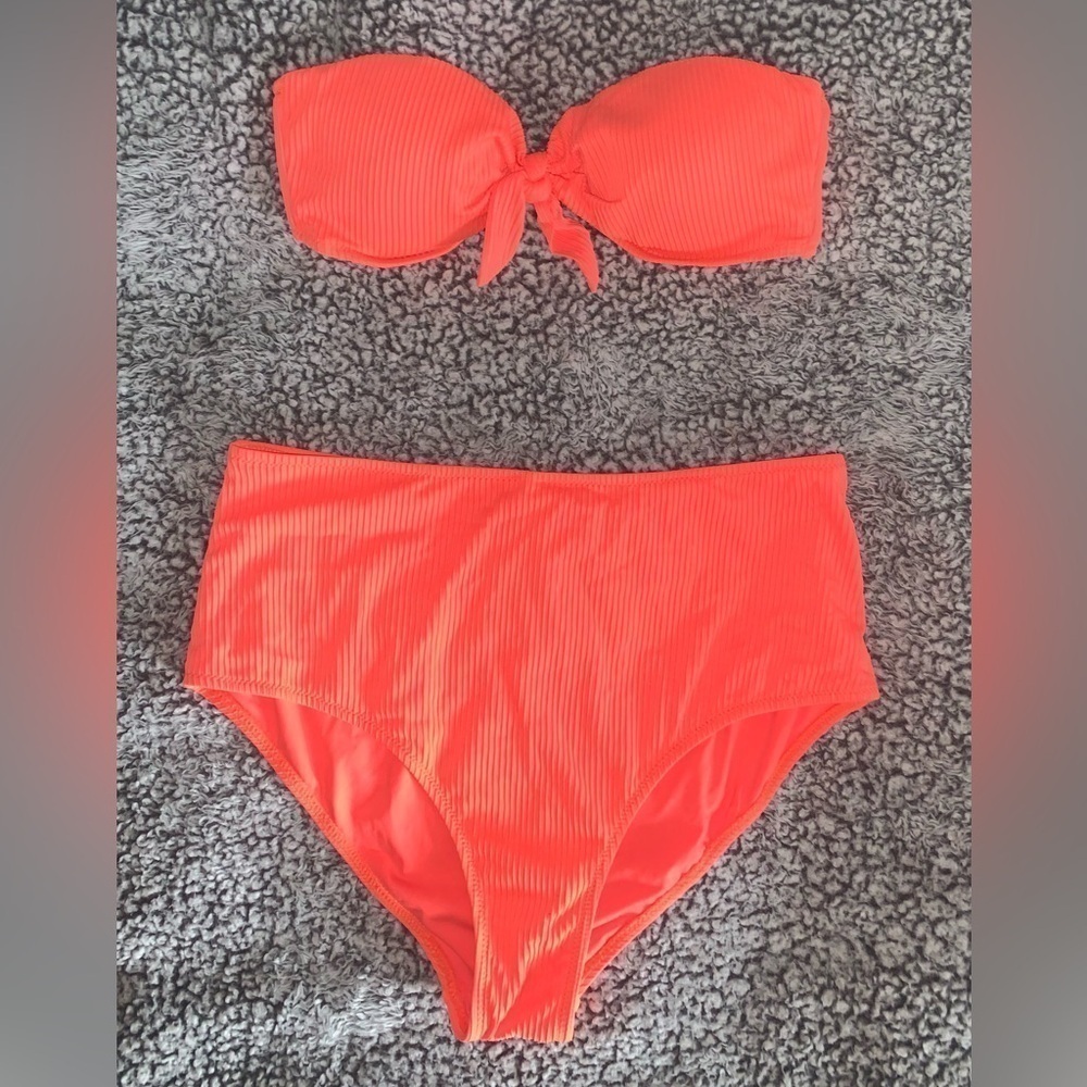 TiniBikini Orange Bikini strapless high rise bottoms women’s Medium